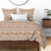 Medium Scale / Abstract Groovy Psychedelic Retro Weaves / Sage Beige Rust Off-White