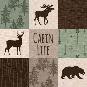 Cabin Life - woodland - green and brown