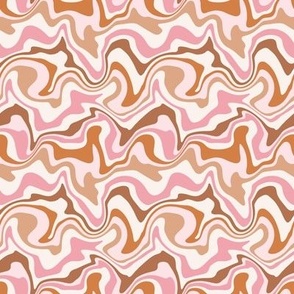 Tiny Scale / Abstract Groovy Psychedelic Retro Weaves / Pink Blush Rust Off-White