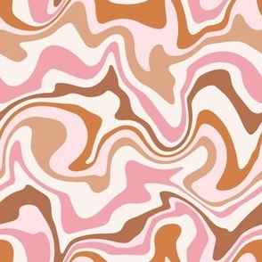 Small Scale / Abstract Groovy Psychedelic Retro Weaves / Pink Blush Rust Off-White