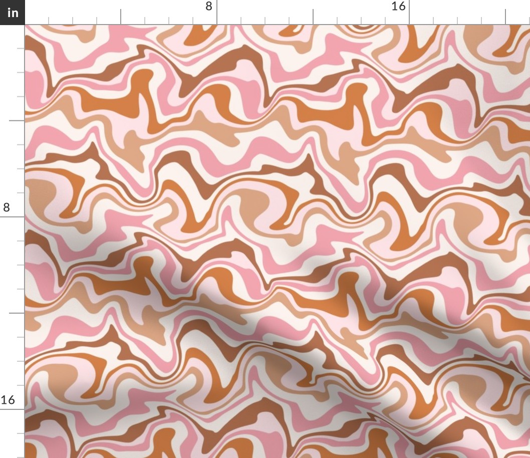 Small Scale / Abstract Groovy Psychedelic Retro Weaves / Pink Blush Rust Off-White