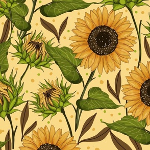 Vintage sunflower field (large scale)