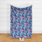 Blue and purple themed retro style conversational print - disco, party, color blast  - large print