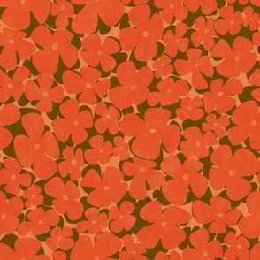 Retro Mod Floral Orange Red