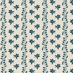 Maple Leaf + Vines Silhouette Stripe XSMALL | Prussian Navy Blue on Pearl Whit