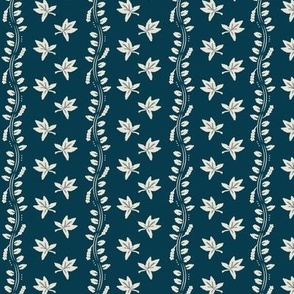 Maple Leaf + Vines Silhouette Stripe XSMALL | Prussian Navy Blue + Pearl Whit