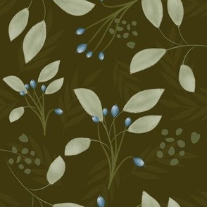 In Giardino | In the Garden | Blue Berries & Leaves | 8x8 | Small Design