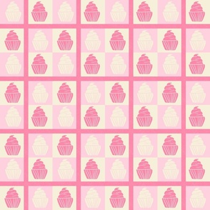 cupcakes party checkered pattern in pink