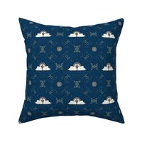 Navy and Gold Swans Quatrefoil