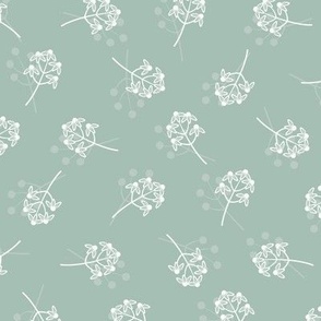 Berry Blossom Toss: Celadon Floral, Dusty Blue Green Botanical