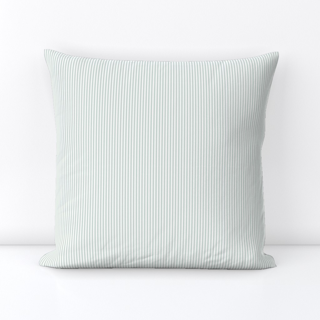 Beefy Pinstripe: Light Celadon & White Stripe, Small Blue Green Stripe