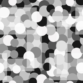 Black White Geometric Polka Dots Square Fade Large Scale 40 inches