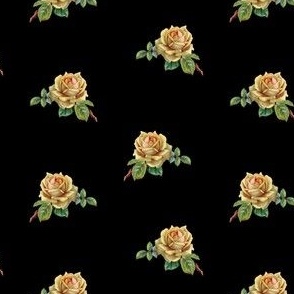 Yellow vintage roses on black 2
