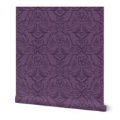 Love Birds Nest Enchanted Forest Damask moody dark purple 6in