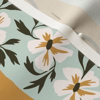 Trad Floral Stripe | Mint, Ochre, + Darkest Green