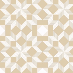 geometric quilt star pattern clash sand and white | medium