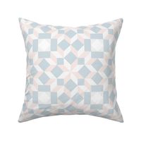 geometric quilt star pattern in baby blue and soft pink | small