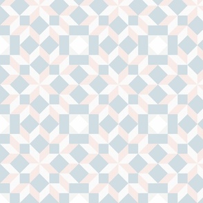 geometric quilt star pattern in baby blue and soft pink | small