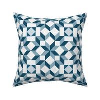 geometric quilt star pattern clash blue and white | small