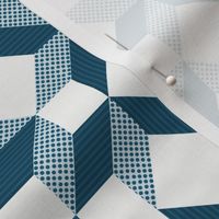 geometric quilt star pattern clash blue and white | small