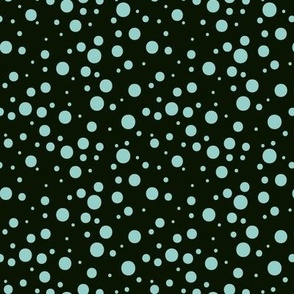 Teal polka dots on black - 4in. repeat