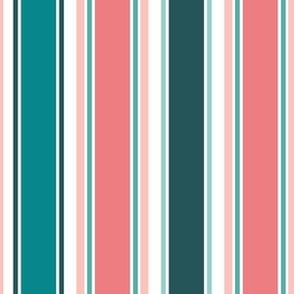 Pink teal stripes - 6in. repeat