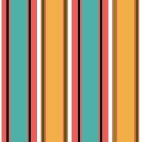 Teal yellow stripes - 6in. repeat