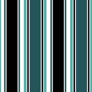 Black teal stripes - 6in. repeat