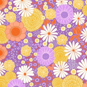 70s groovy florals lilac