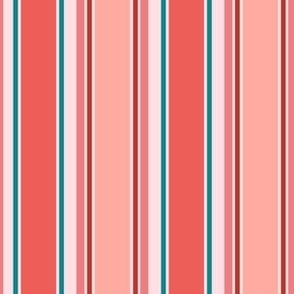 Coral pink stripes -6in. repeat