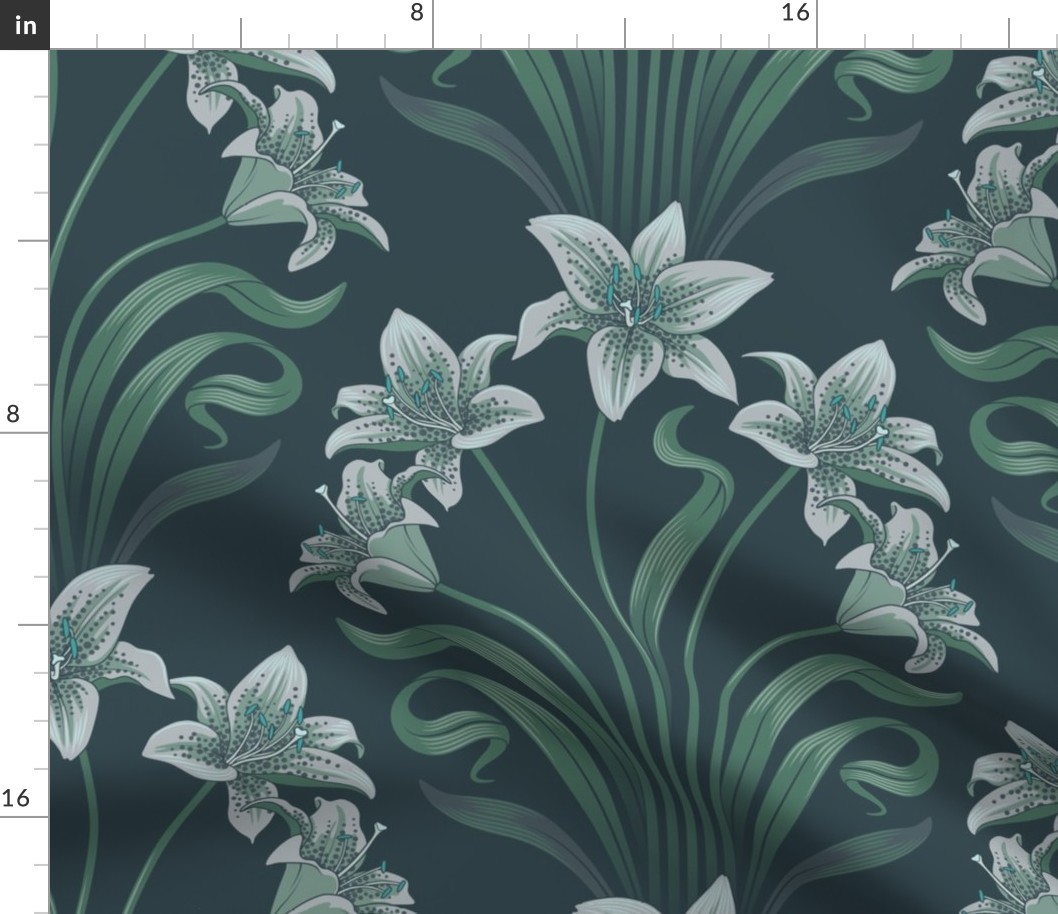 art-nouveau lily Pantone Ultra-Steady 60х40