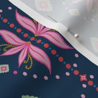 Wildflower Jewel Garden pattern clash - navy and pink