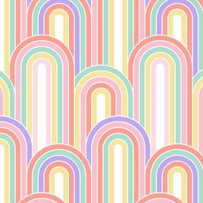 M • ABSTRACT RETRO GEO RAINBOW FIELD  2. Candy pastels #artdecorainbows #candypastelrainbows