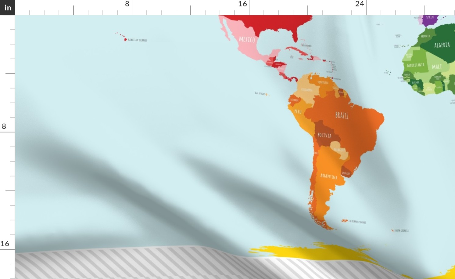 world map 60" fabric