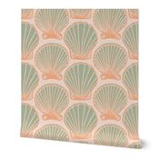 Scallop shells in green and pink 12"