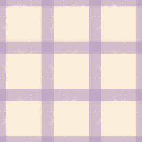 gingham plaid lilac on beige background