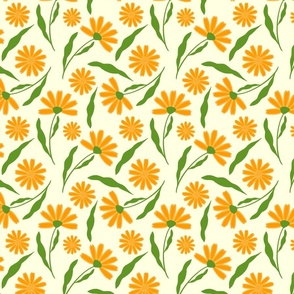 Boho Floral Pattern No.6 Orange On Cream
