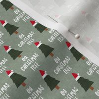 (small scale) Oh Christmas Tree - Holiday Christmas Tree Santa hat - sage - C23