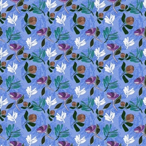 Dashing and Dapper Spring Flower Intertwined Hearts on Lavender Blue Small Scale