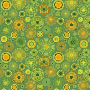 concentric circles lemon lime on green | small