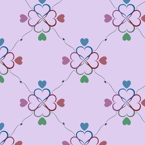 Pattern Clash Heart Theme Light Purple Color Background