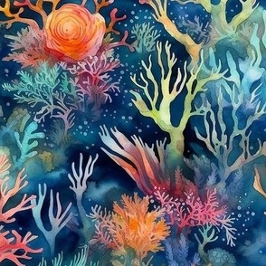 Watercolor Coral Reef (Vivid)