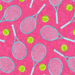 Tennis Racquet and ball - tennis racket - blue/dark pink  - C23