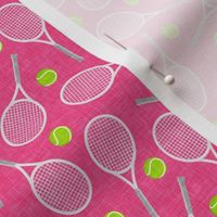 (small scale) Tennis Racquet and ball - tennis racket - grey/dark pink  - C23