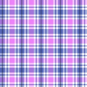 Picnic Vintage 1 Inch Plaid Check No. 5 Blue, Rose Pink and Gray