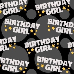 Birthday Girl Birthday Fabric Celebration Stars and Dots Black and Grey