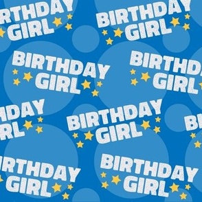 Birthday Girl Birthday Fabric Celebration Stars and Dots Blue