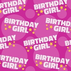 Birthday Girl Birthday Fabric Celebration Stars and Dots Bright Pink