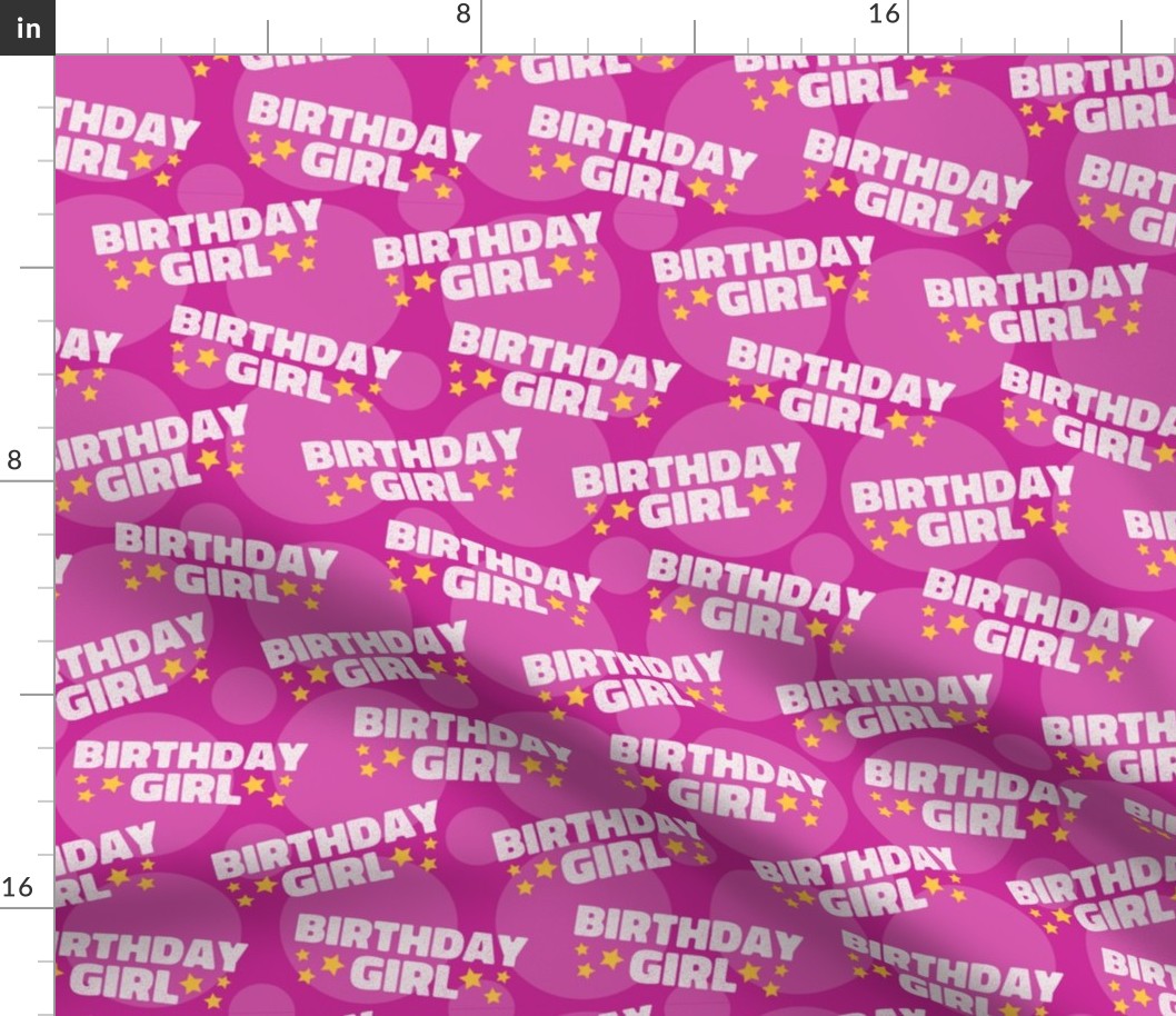Birthday Girl Birthday Fabric Celebration Stars and Dots Bright Pink