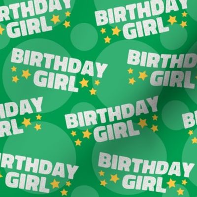 Birthday Girl Birthday Fabric Celebration Stars and Dots Green